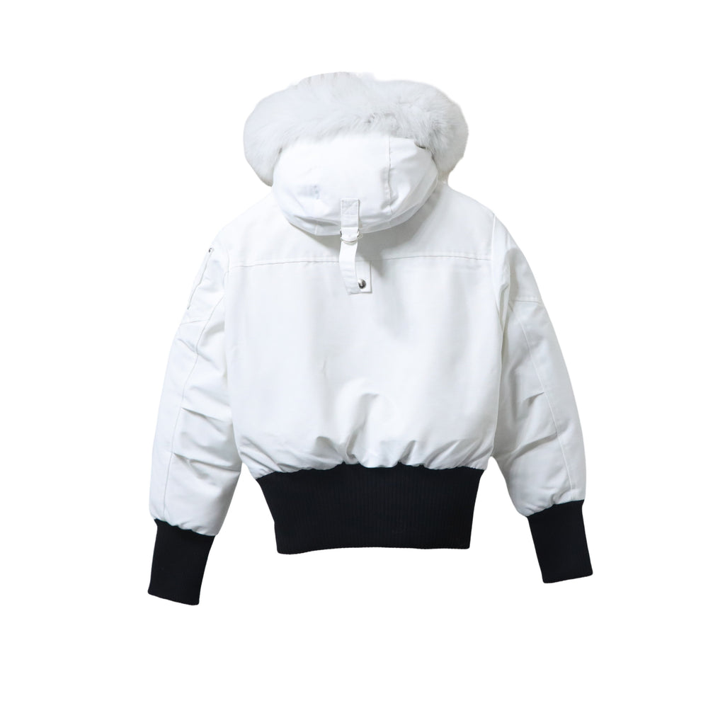 Moose Knuckles Original Debbie Hooded Bomber Jacket – White