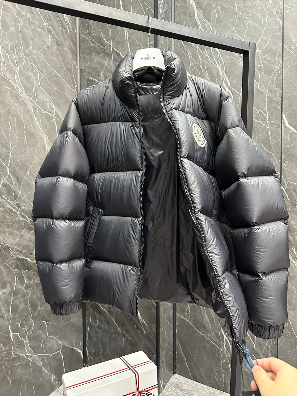 Moncler Large-Logo Stand-Collar Puffer Jacket