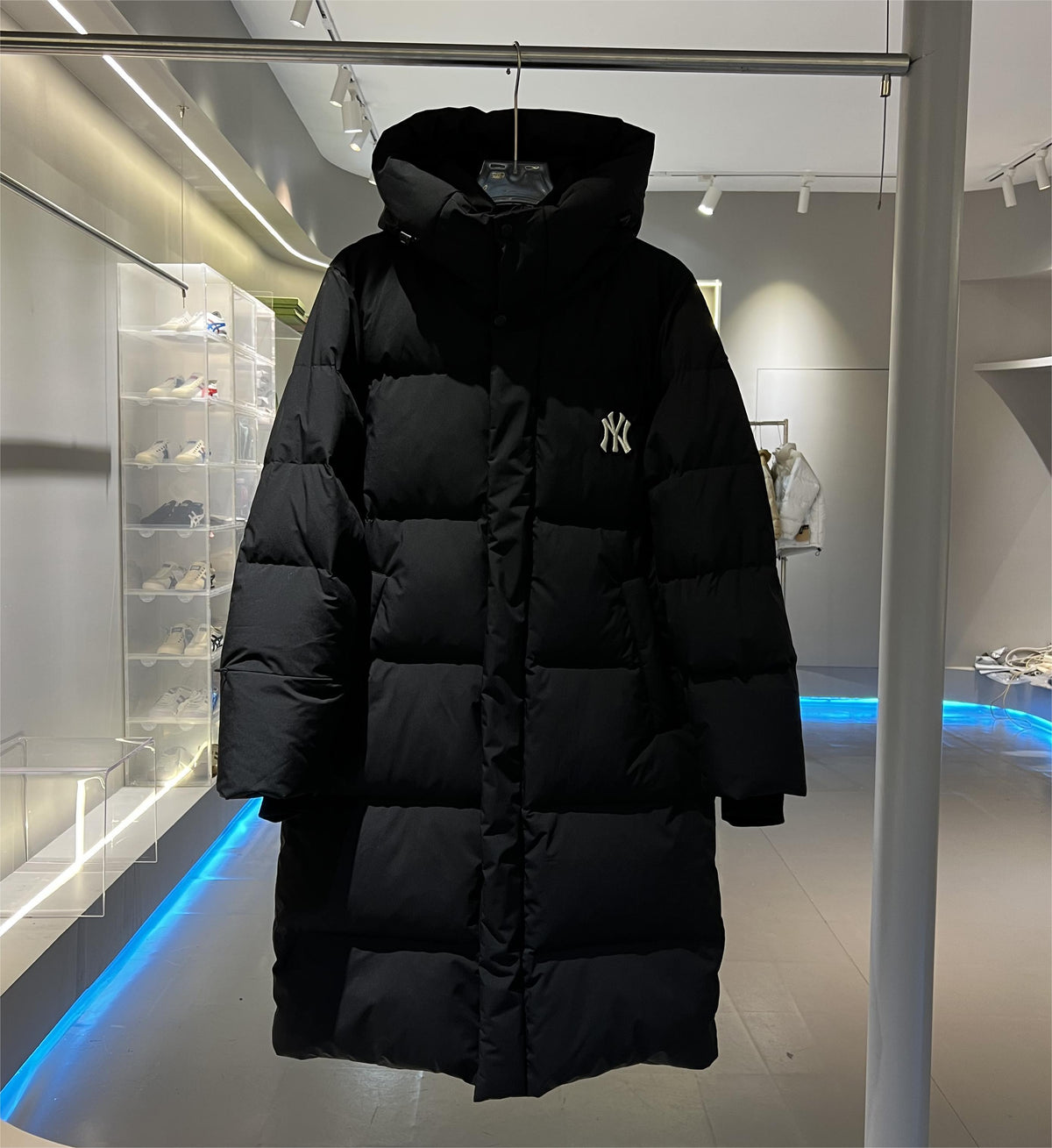 MLB NY Logo Longline Hooded Down Coat