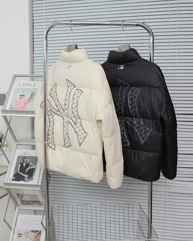 MLB NY Logo Puffer Jacket with Oversized Back Graphic