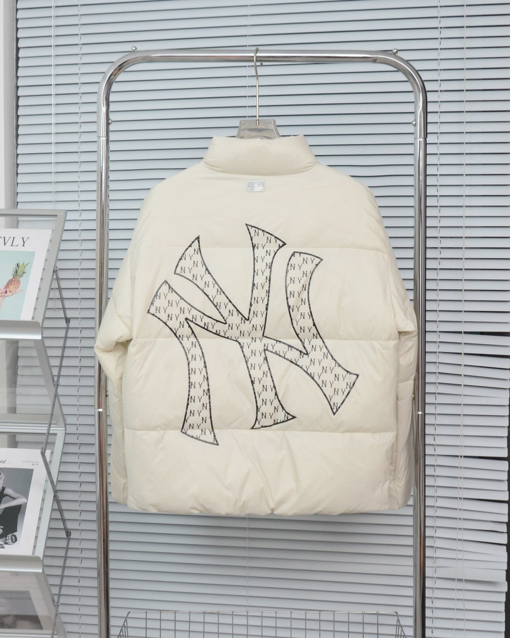 MLB NY Logo Puffer Jacket with Oversized Back Graphic
