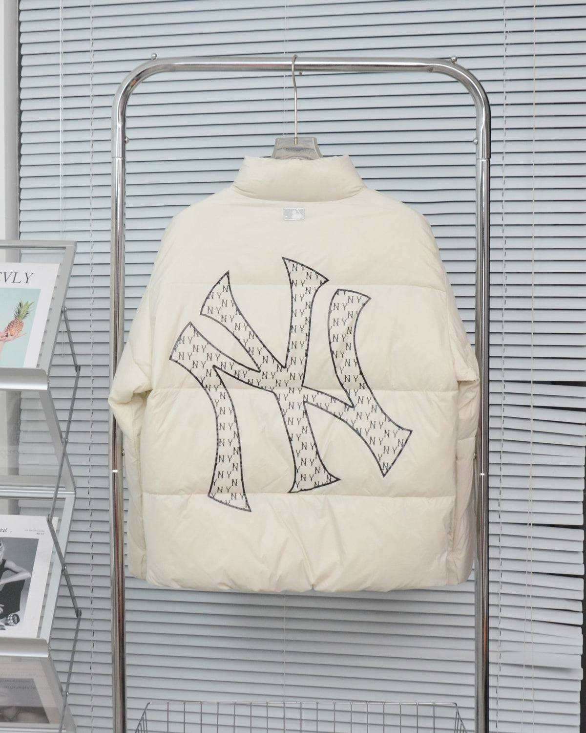 MLB NY Logo Puffer Jacket with Oversized Back Graphic