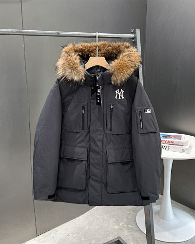MLB New York Yankees Unisex Fur-Trim Hooded Parka
