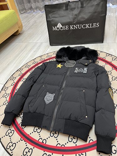 Moose Knuckles Unisex Multi-Patch Hooded Puffer Jacket