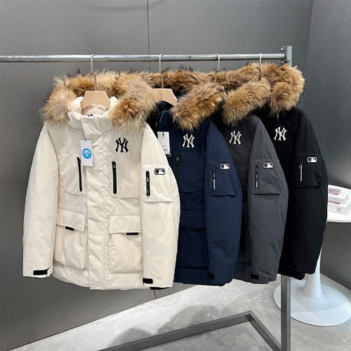 MLB New York Yankees Unisex Fur-Trim Hooded Parka