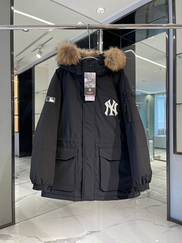 MLB Unisex Logo Fur-Trim Hooded Down Jacket