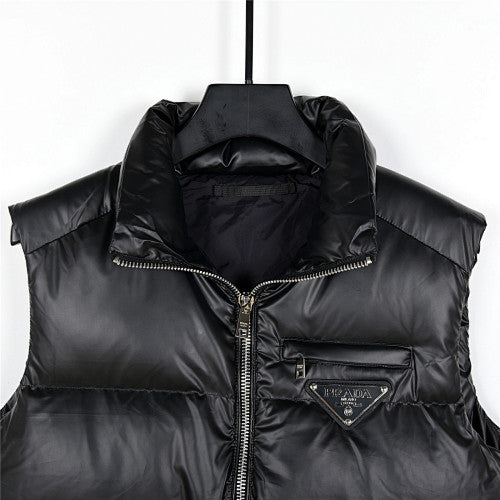 Prada Black Puffer Vest with Oversized Pockets