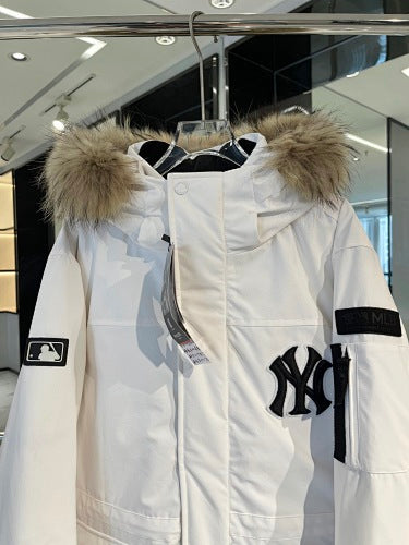 MLB Unisex Logo Fur-Trim Hooded Down Jacket
