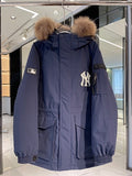 MLB Unisex Logo Fur-Trim Hooded Down Jacket