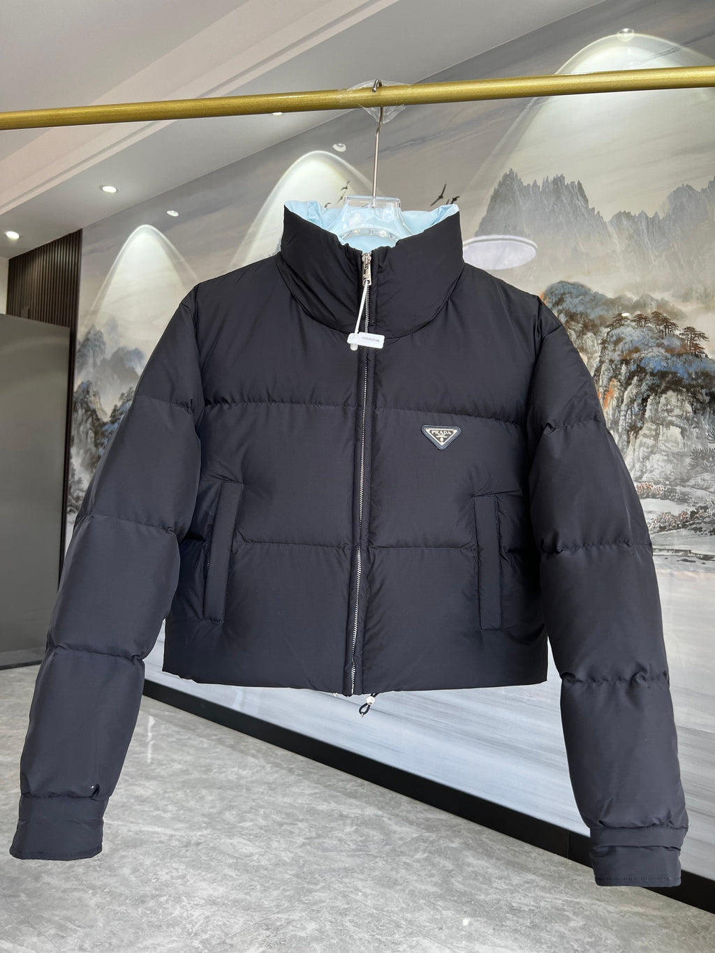 Prada Cropped Stand-Collar Puffer Jacket