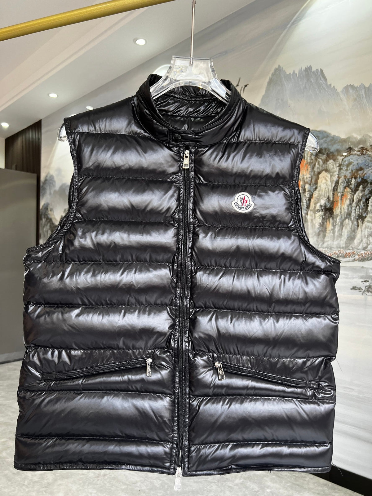 Moncler Quilted Stand-Collar Vest with Angled Zip Pockets