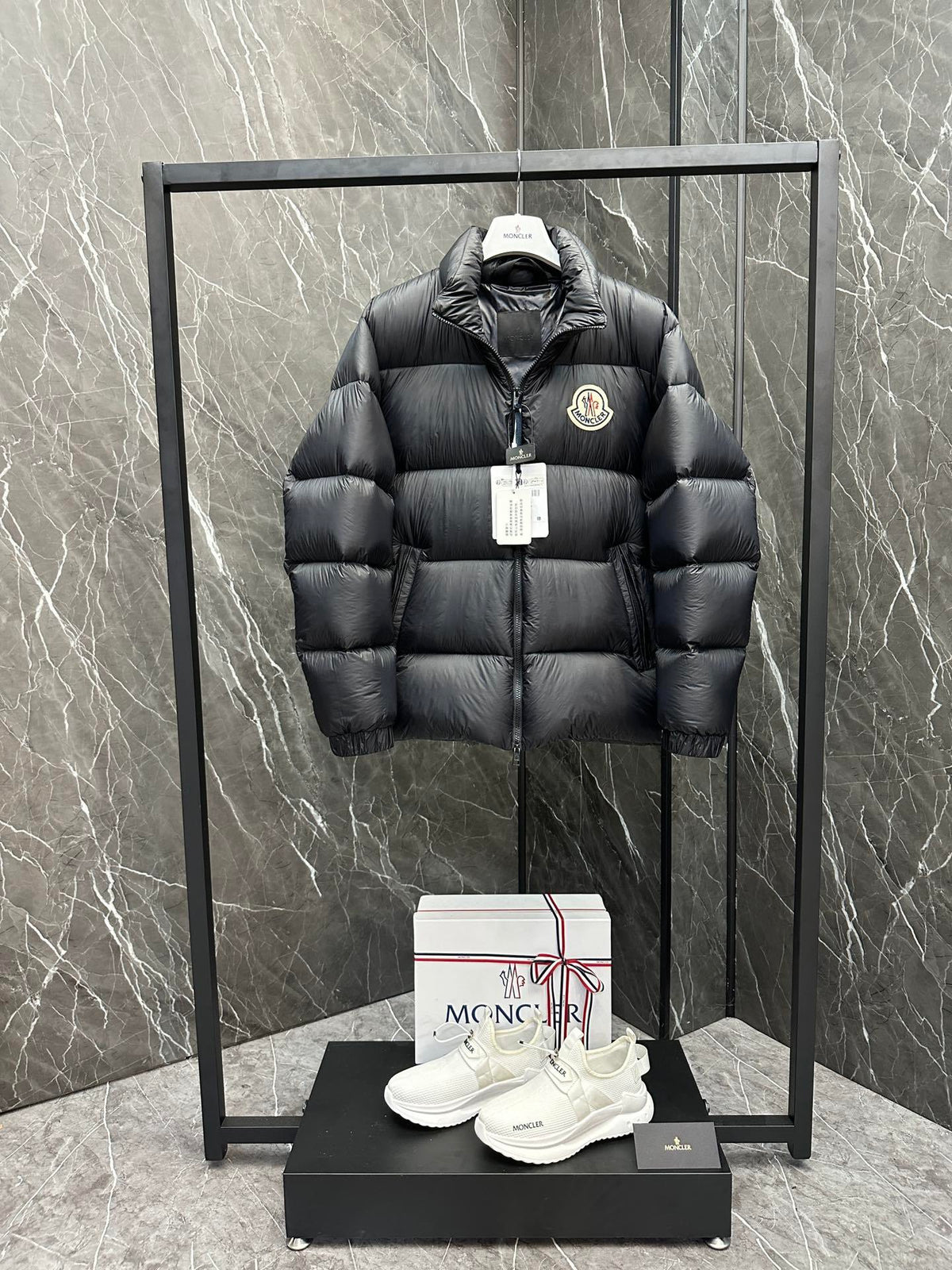 Moncler Large-Logo Stand-Collar Puffer Jacket