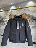 MLB New York Yankees Fur-Trim Hooded Bomber Jacket - Generation 3