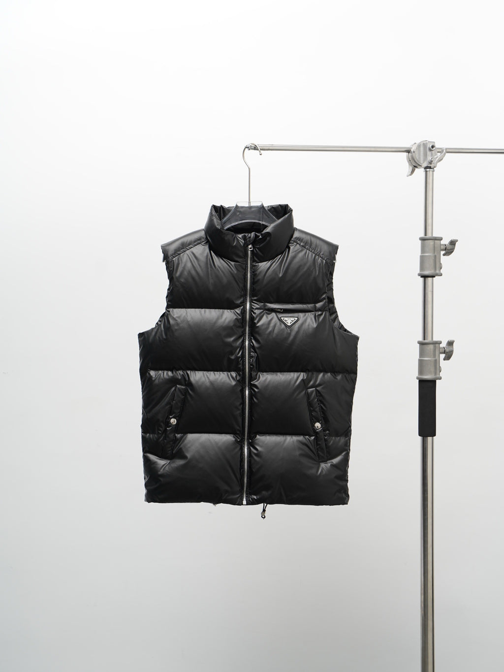 Prada Glossy Quilted Stand-Collar Puffer Vest