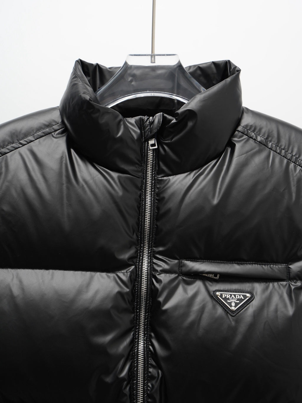 Prada Glossy Quilted Stand-Collar Puffer Vest