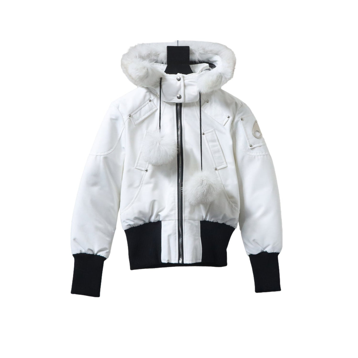 Moose Knuckles Original Debbie Hooded Bomber Jacket – White
