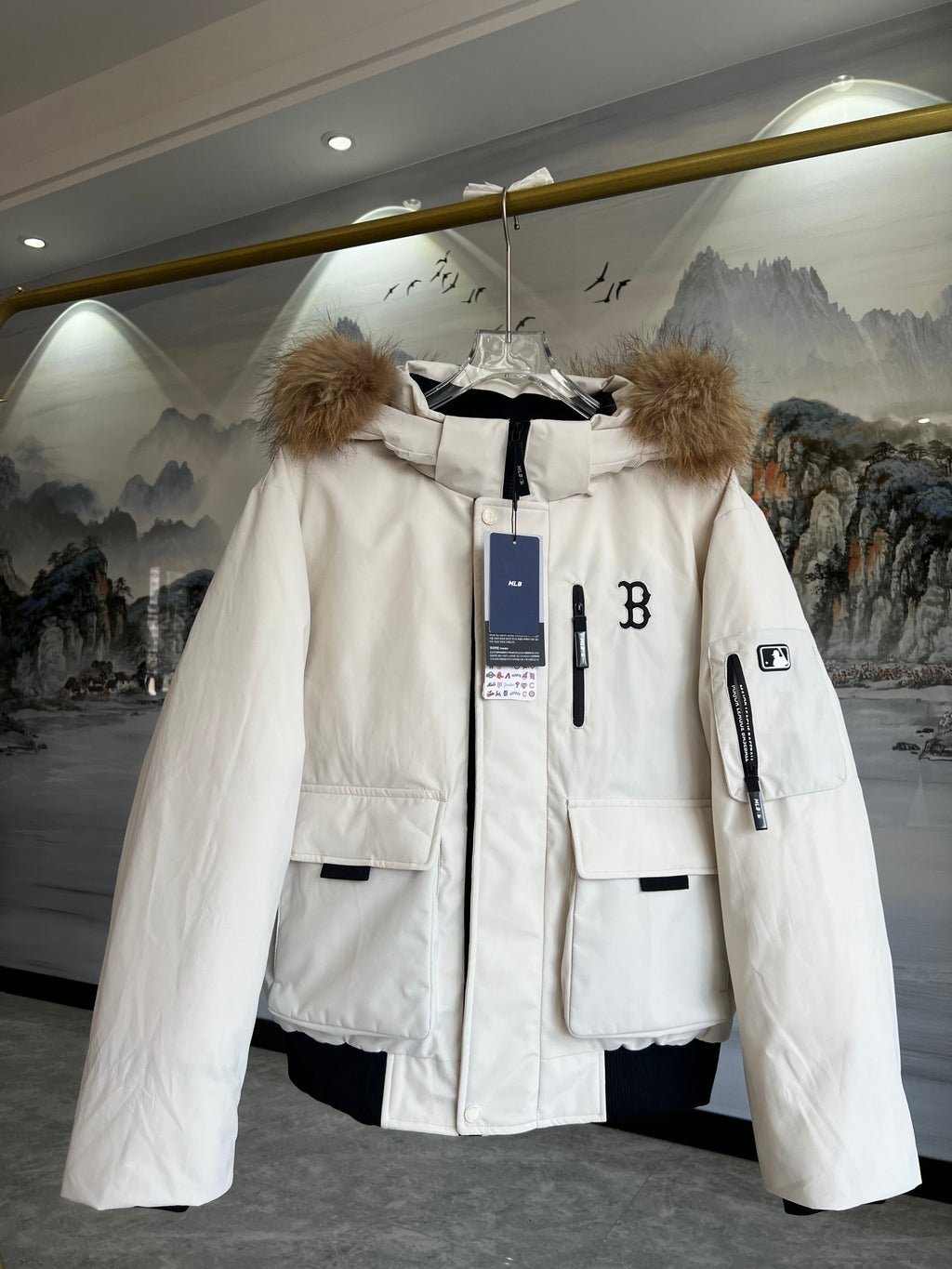 MLB New York Yankees Fur-Trim Hooded Bomber Jacket - Generation 3