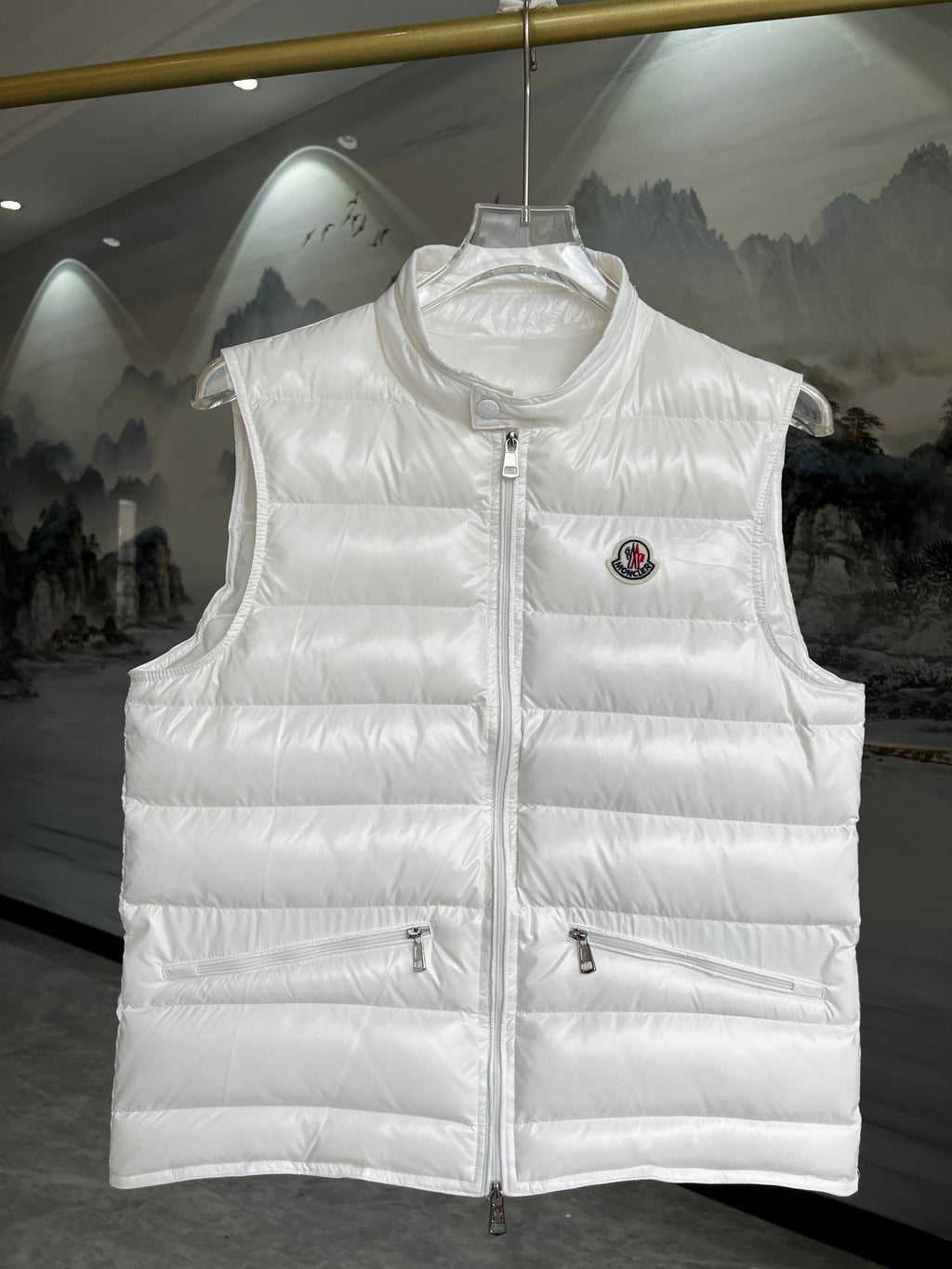 Moncler Quilted Stand-Collar Vest with Angled Zip Pockets