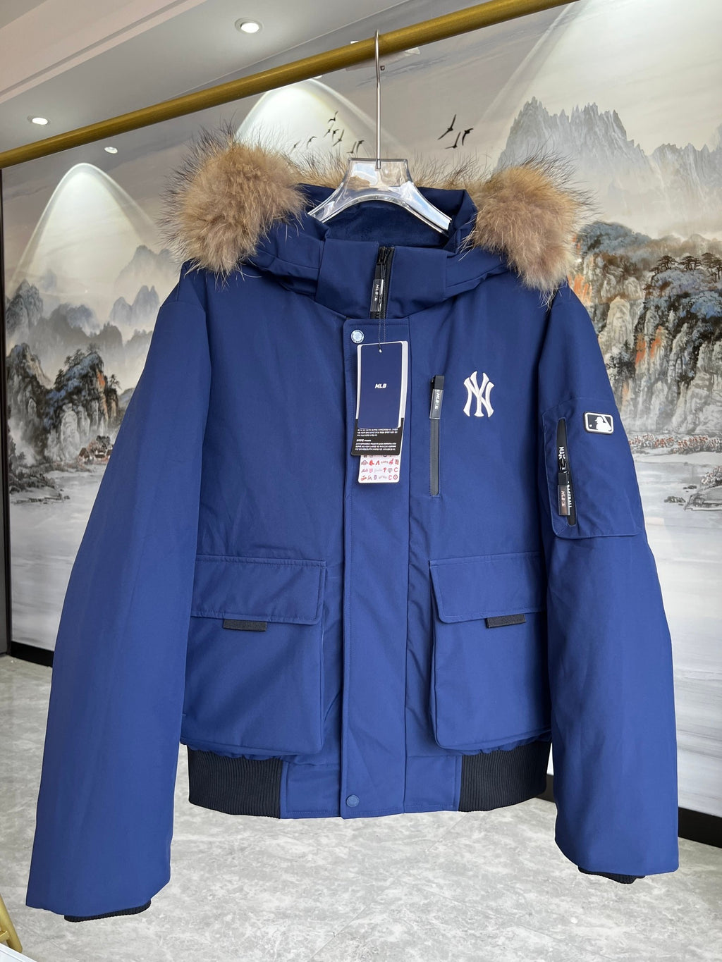MLB New York Yankees Fur-Trim Hooded Bomber Jacket - Generation 3
