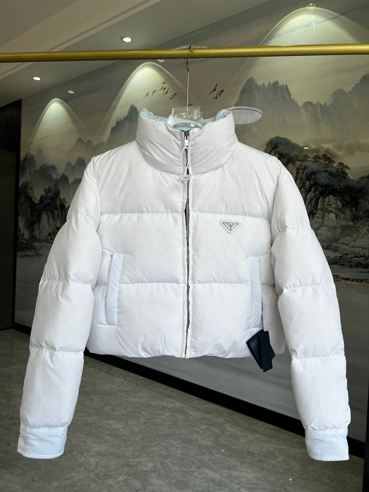 Prada Cropped Stand-Collar Puffer Jacket
