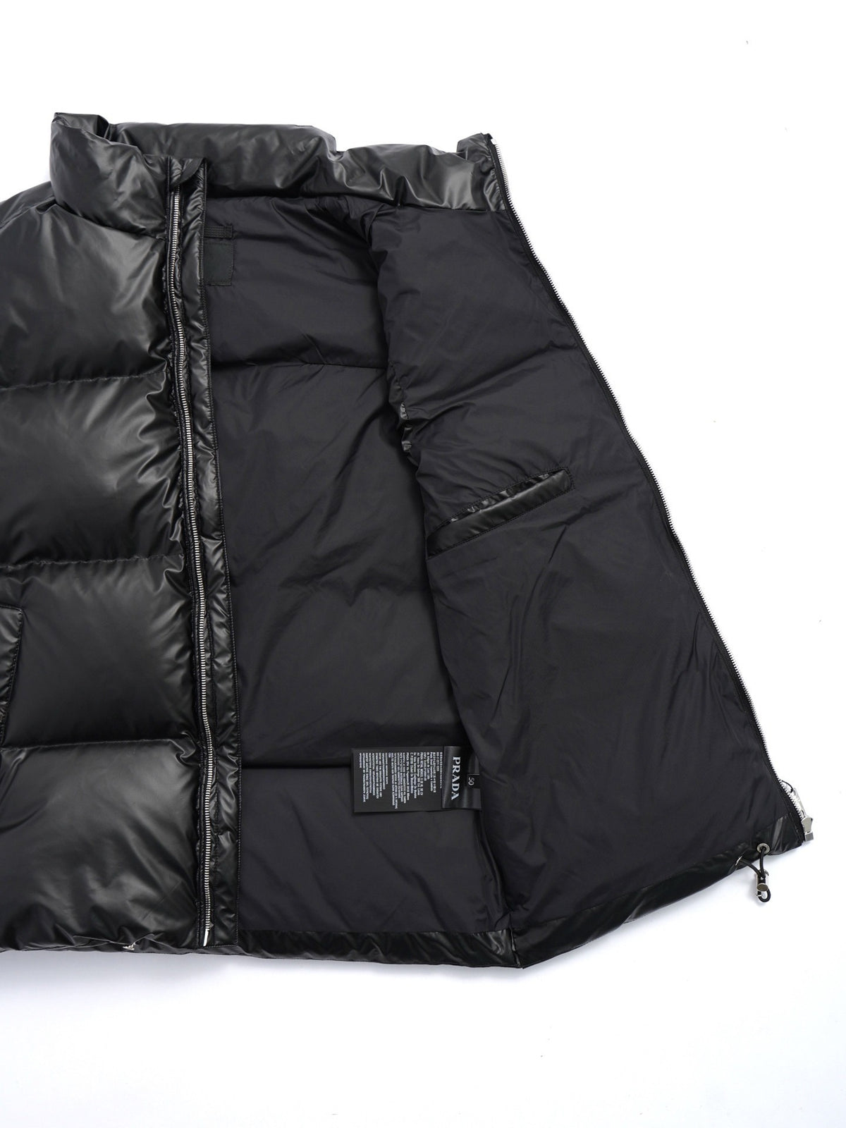 Prada Glossy Quilted Stand-Collar Puffer Vest
