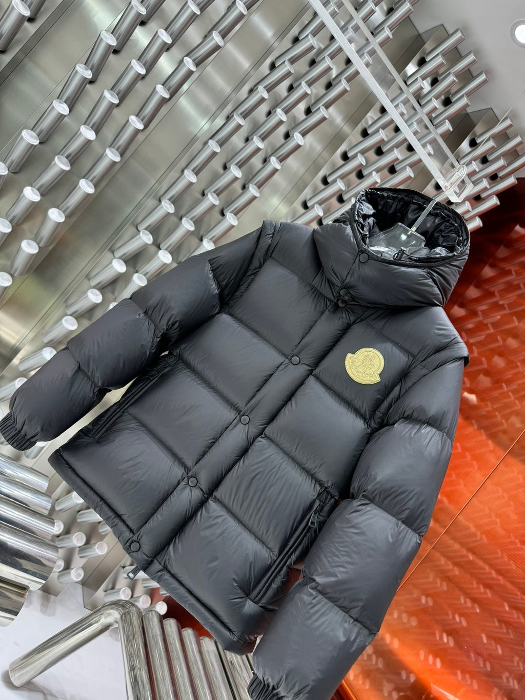 Detachable-Sleeve Hooded Puffer Jacket